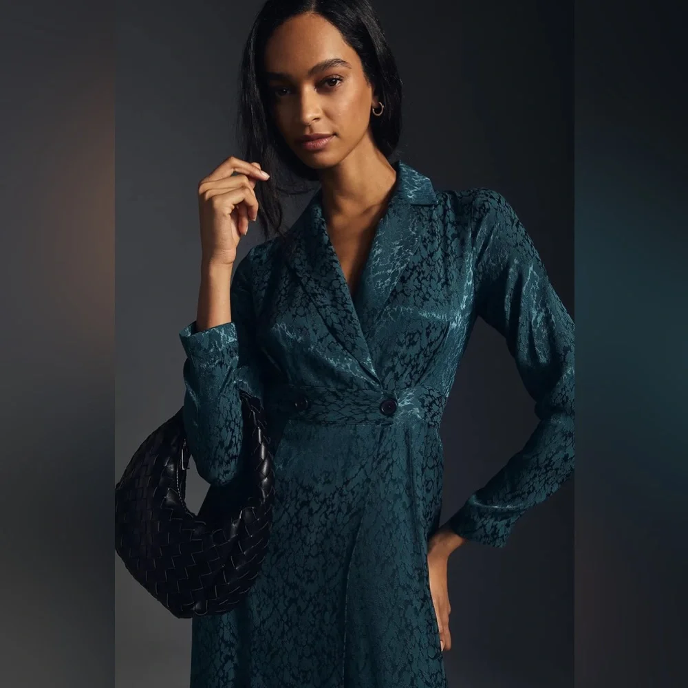 Jacquard Blazer Wrap Midi Dress_5